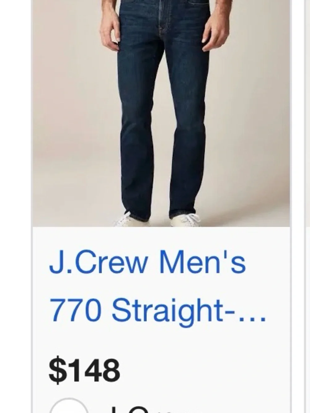 J. Crew Men's Straight Jeans in Dark Indigo Blue